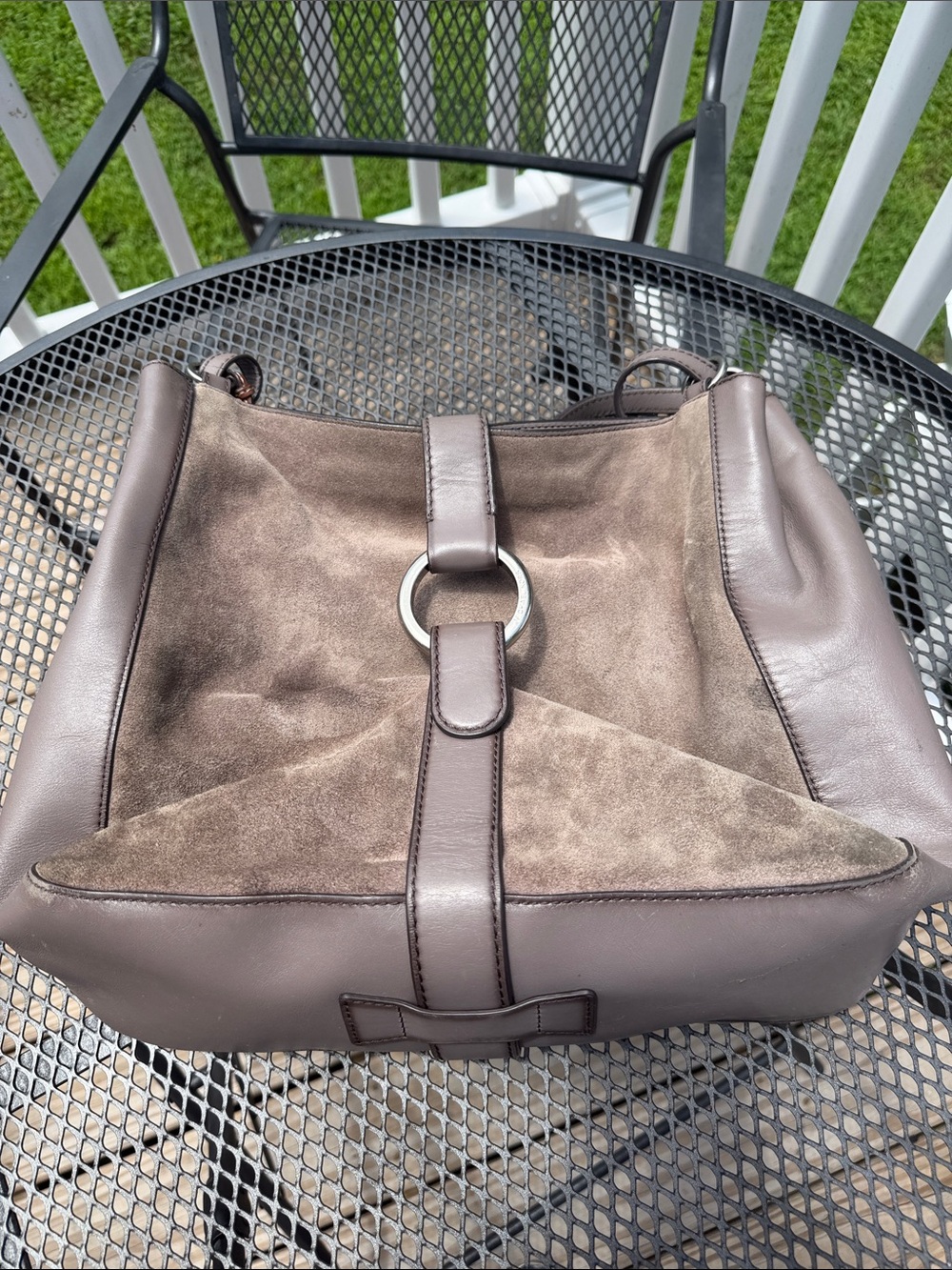 Michael Kors Suede and Leather Bucket Bag - Taupe Brown